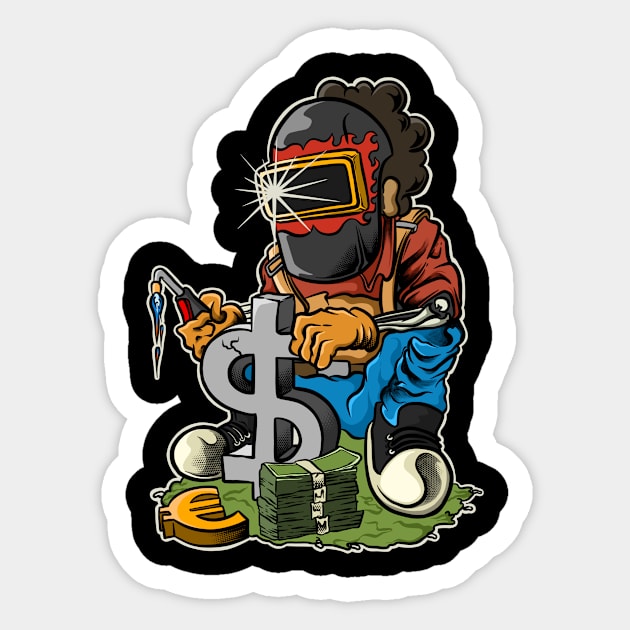 Welderman work for dollars Sticker by Adiftya Permadi